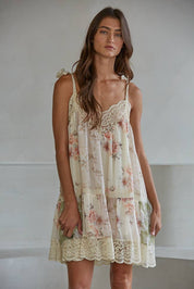 Chiffon Floral Print Mini Dress