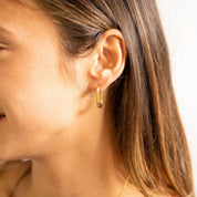 18K Gold Stainless Steel Oval Huggie Earrings