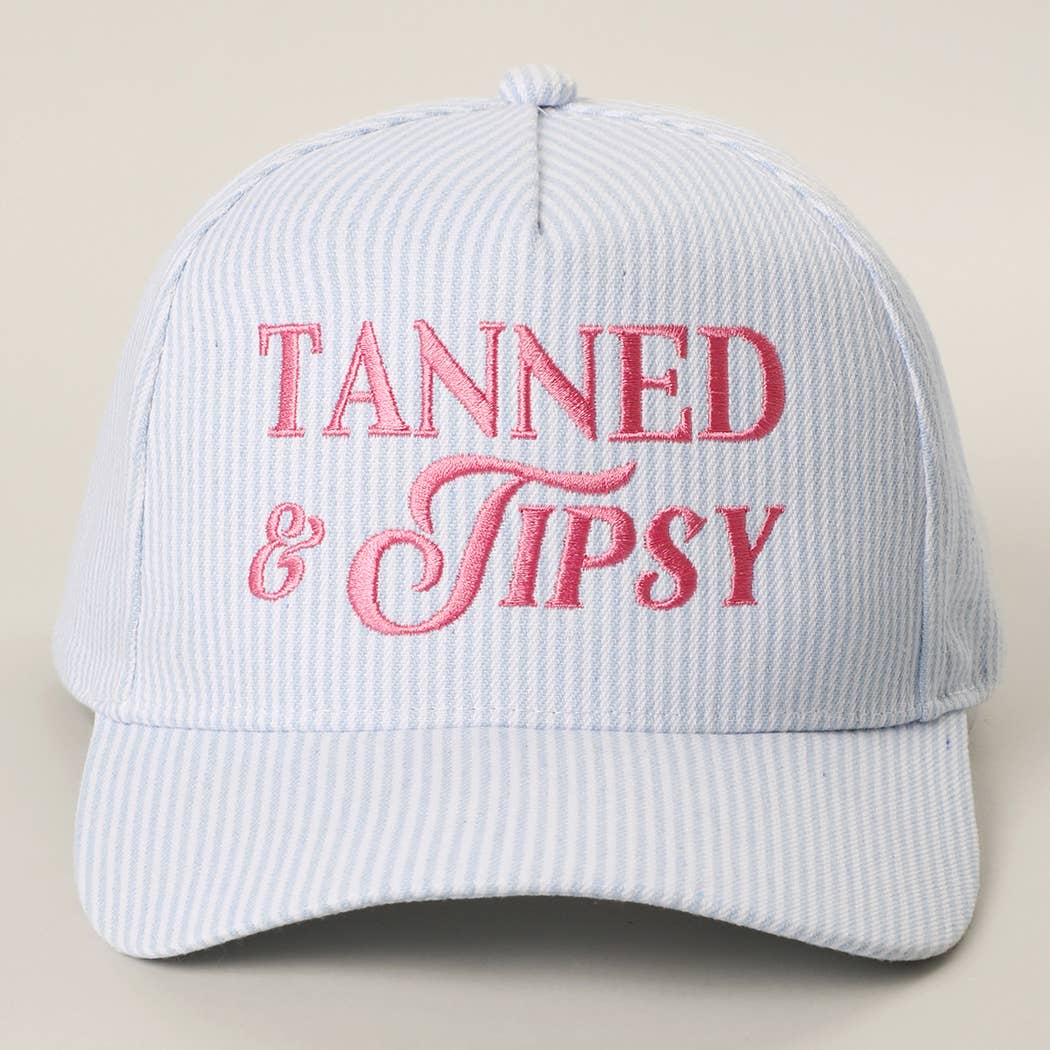 Blue Seersucker Tanned & Tipsy Trucker Hat
