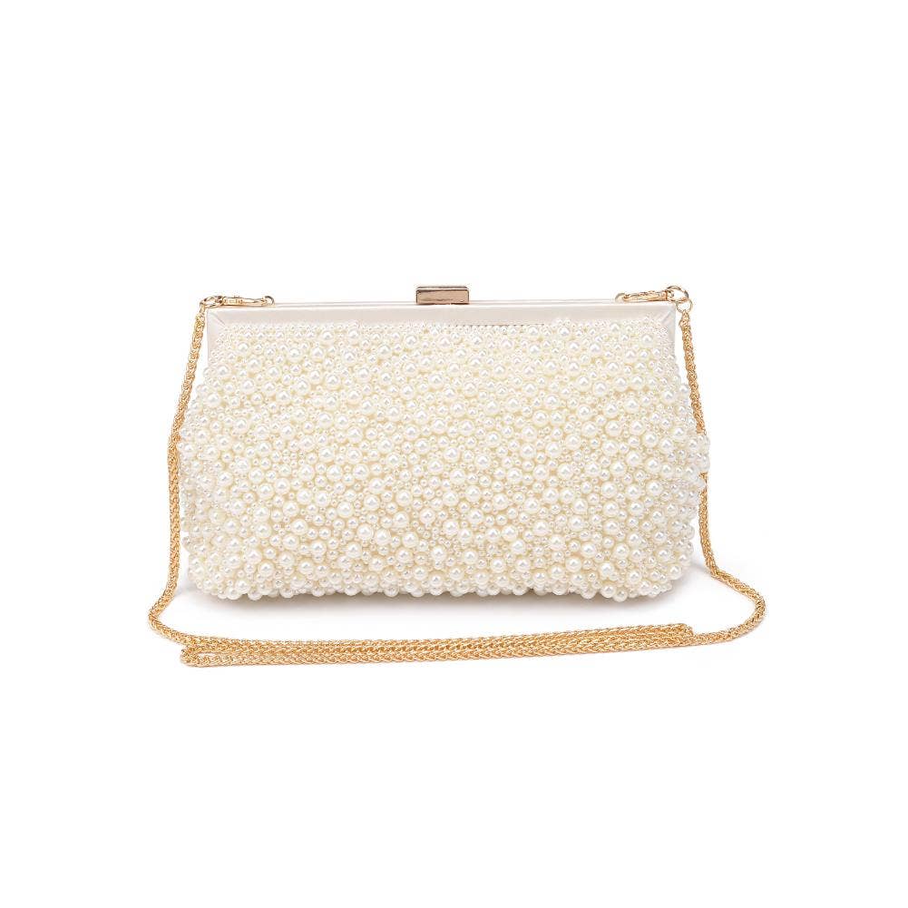 Cream Beaded Frame Evening Bag