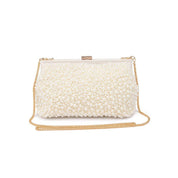 Cream Beaded Frame Evening Bag