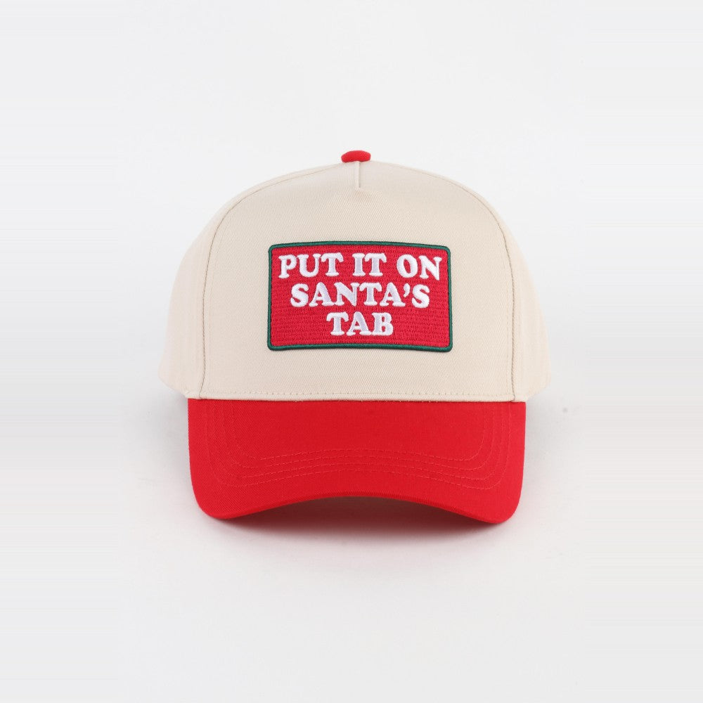 Red Put It On Santa's Tab Patch Hat
