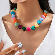 Multi-Color Heart Bead Necklace