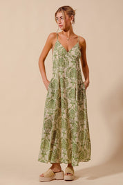 Sage Green Floral Maxi Dress