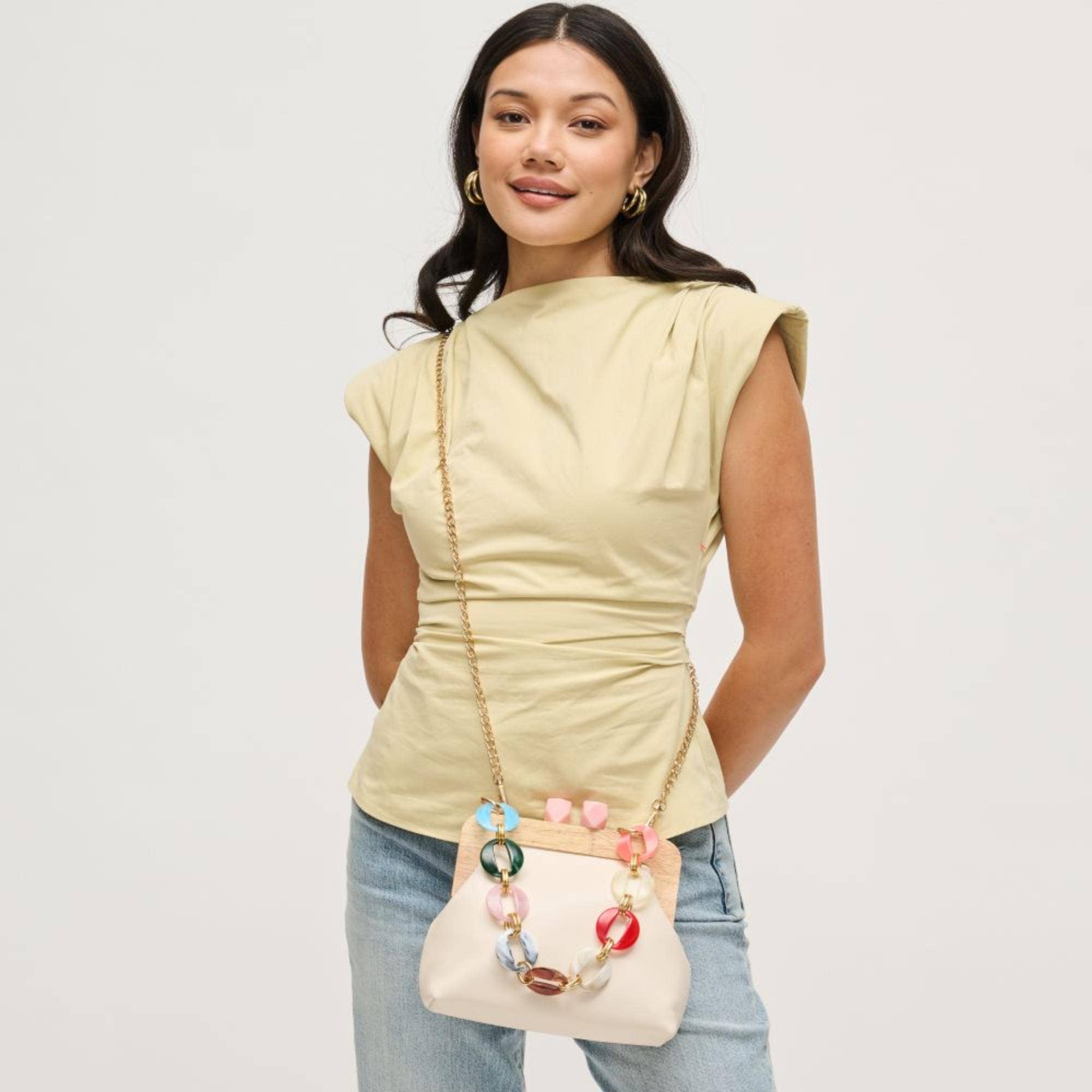 Cream Talullah Cameo Evening Bag