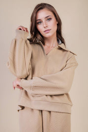 Brown Textured Casual Comfy Set