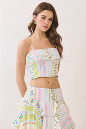 Floral Print Tiered Ruffle Maxi Top & Skirt Set