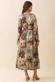 Floral A Line Tie Button Down Dress