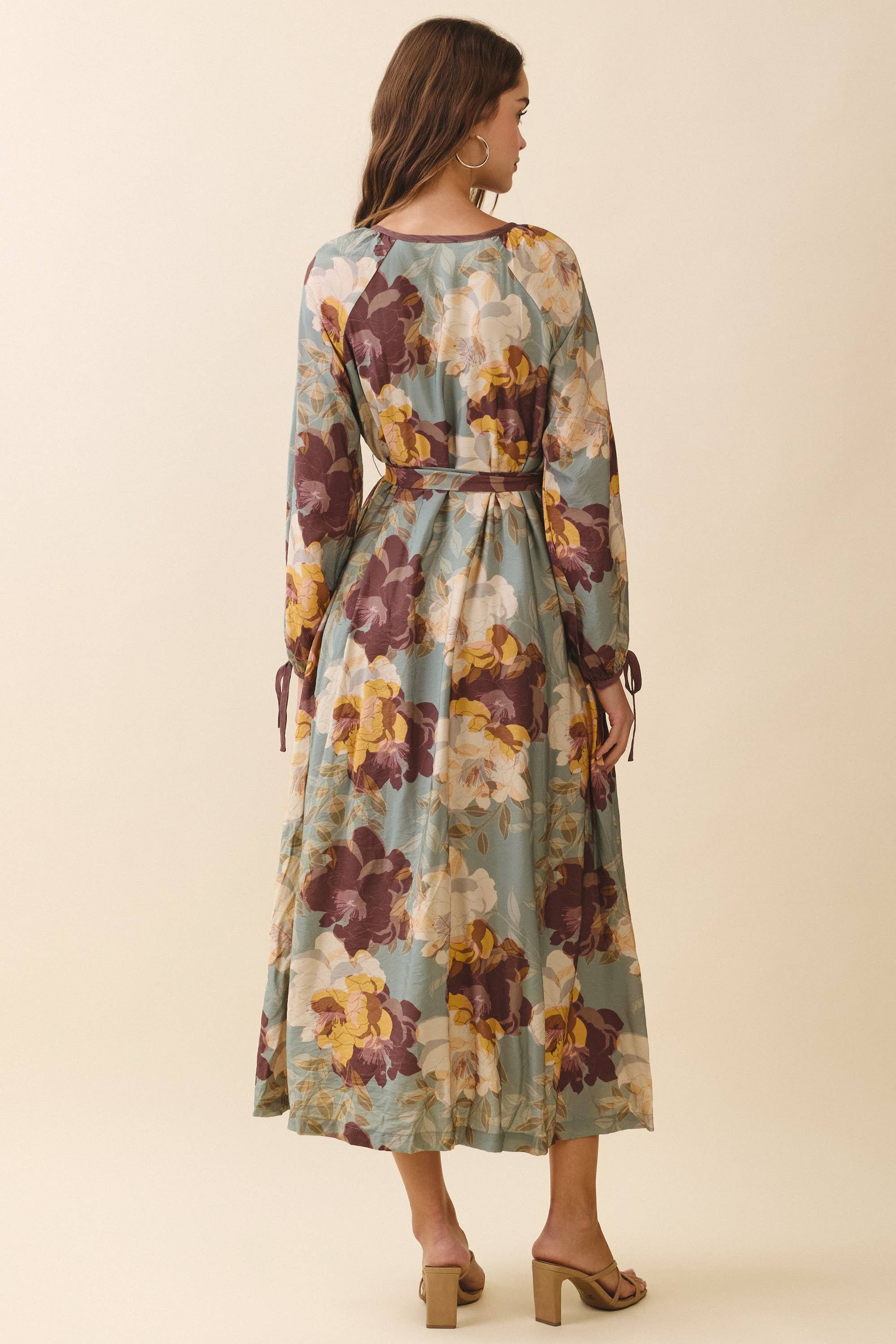 Floral A Line Tie Button Down Dress
