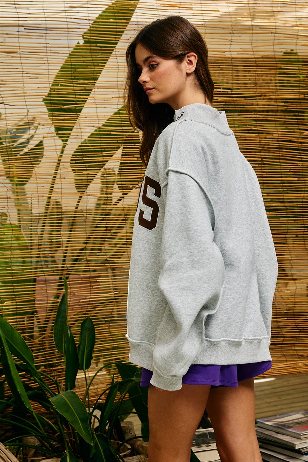Brown Embroidered Jesus Gray Mockneck