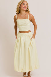Yellow Striped Top and Bubble Skirt Set