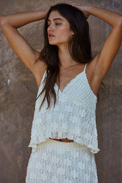 Floral Lace Cami Top showing flowy lace