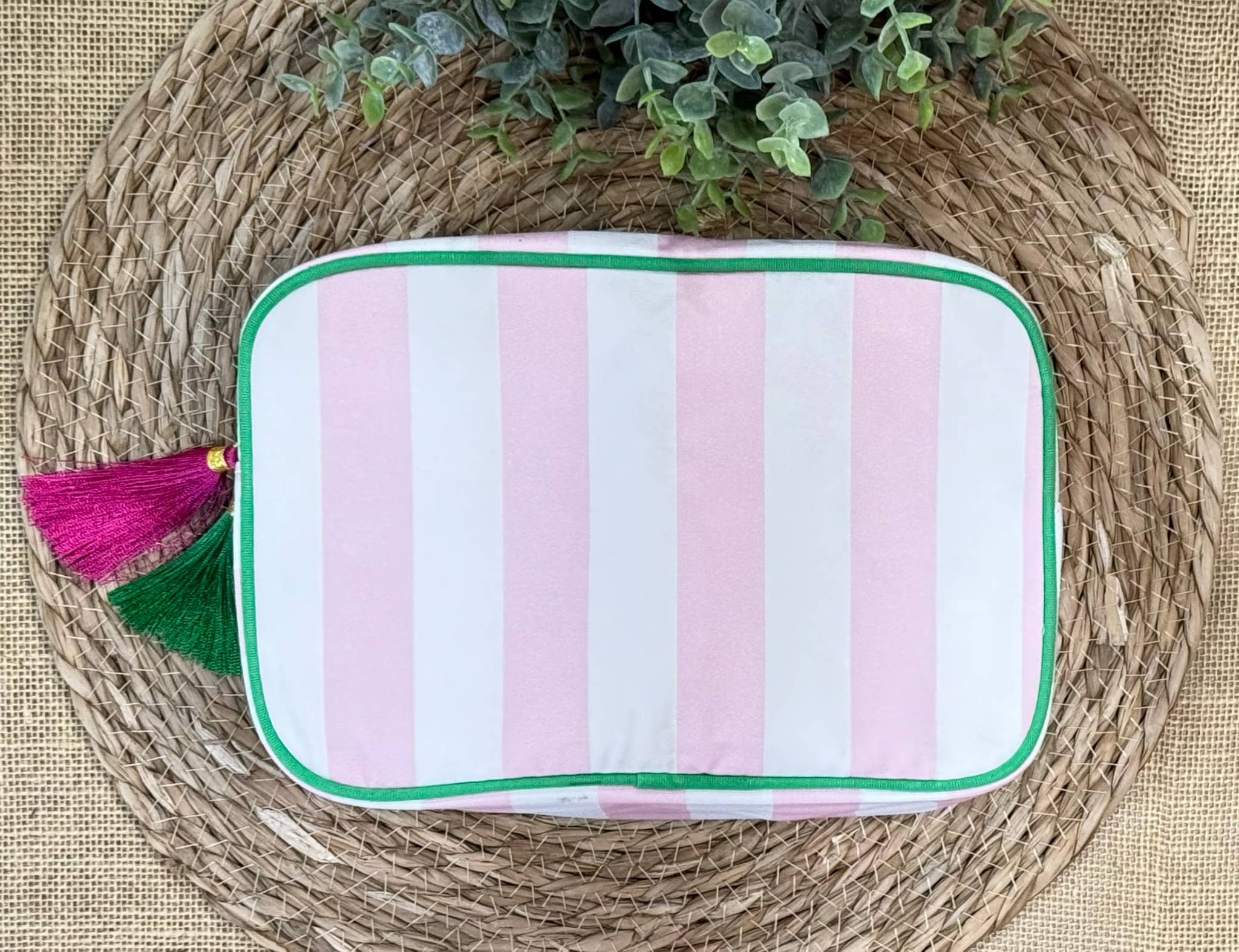 Stripe Cosmetic Bag with Tassel : Multi-Colored