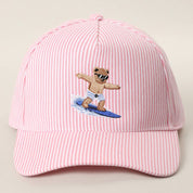 Light Pink Surfing Bear Trucker Hat