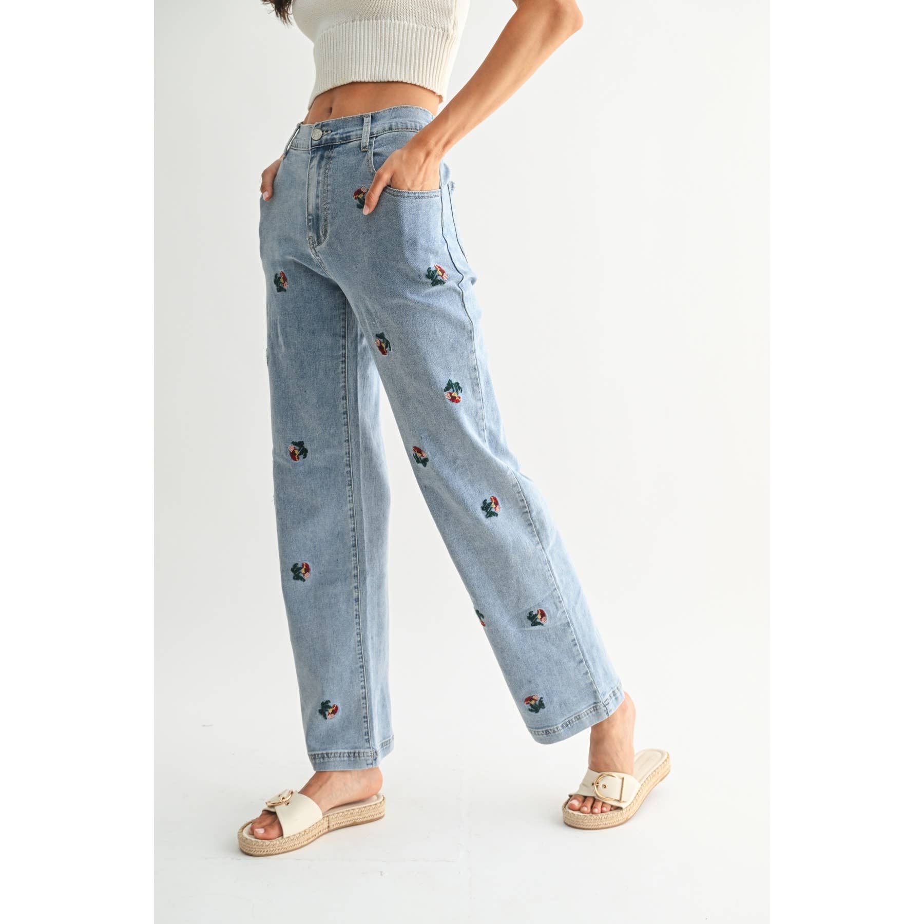 Embroidered Floral Jeans