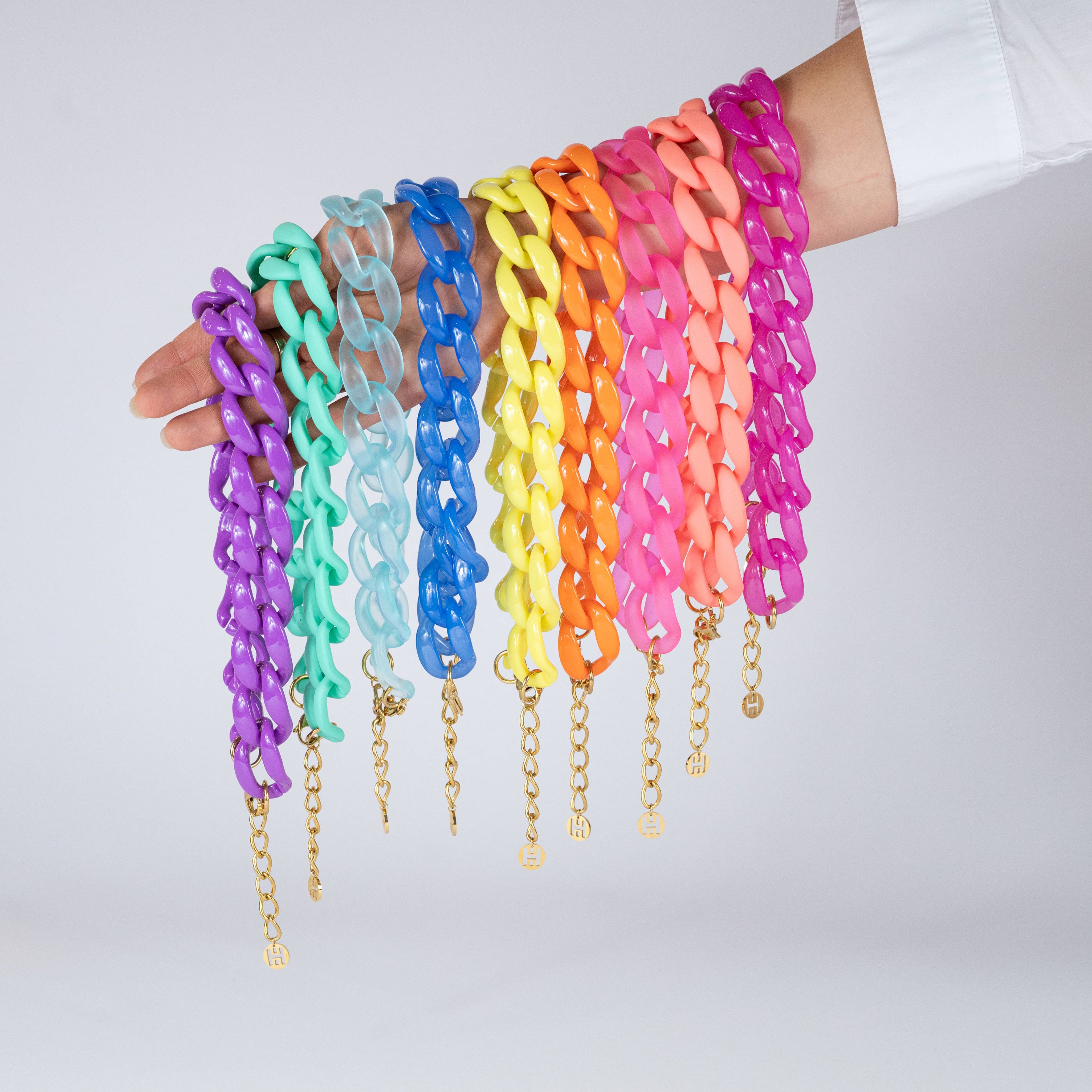 Purple Acrylic Chain Link Necklace