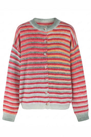 Red Space-Dye Striped Cardigan