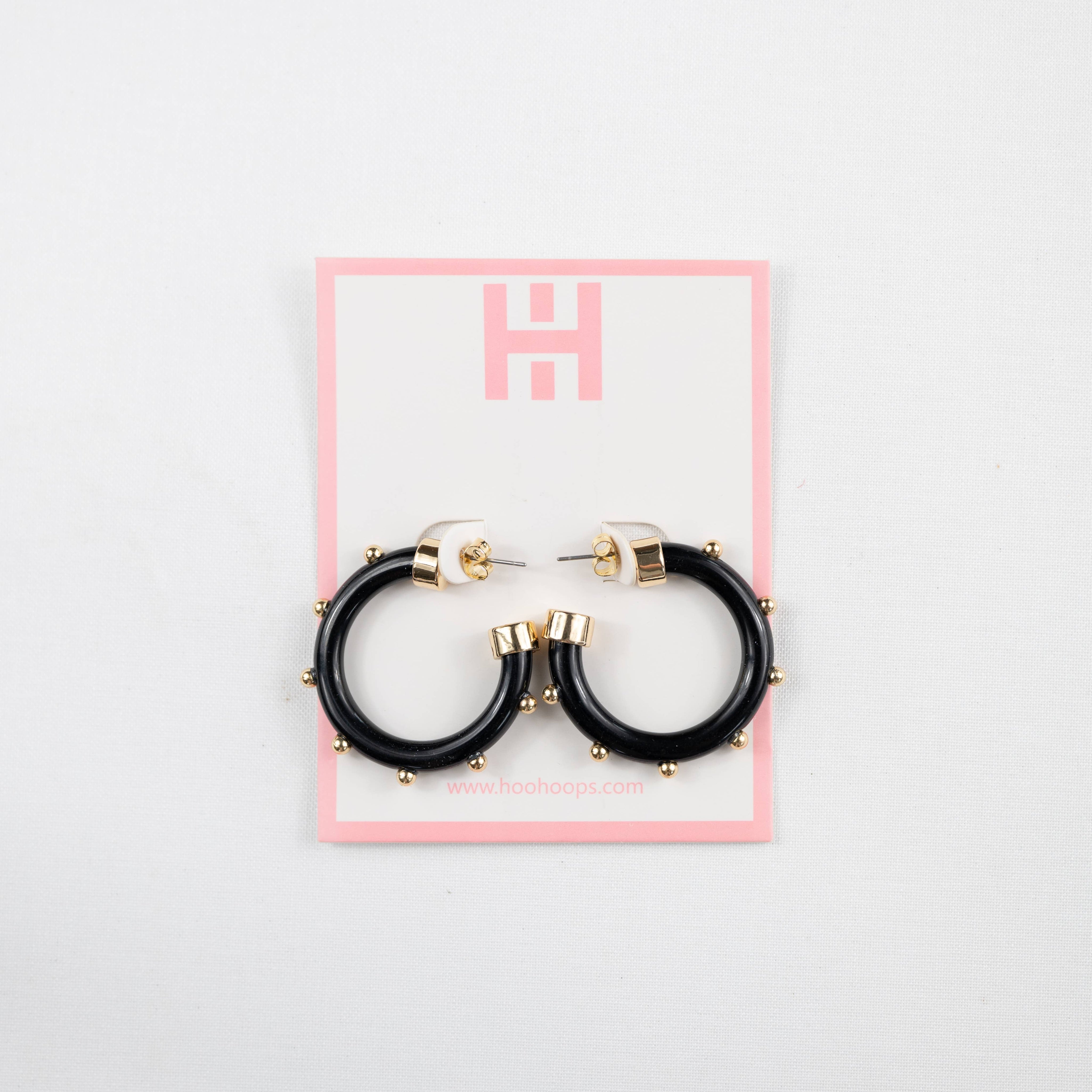 Black and Gold Small Hoop Earrings