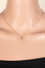 Gold Dipped Cz Cross Pendant Necklace