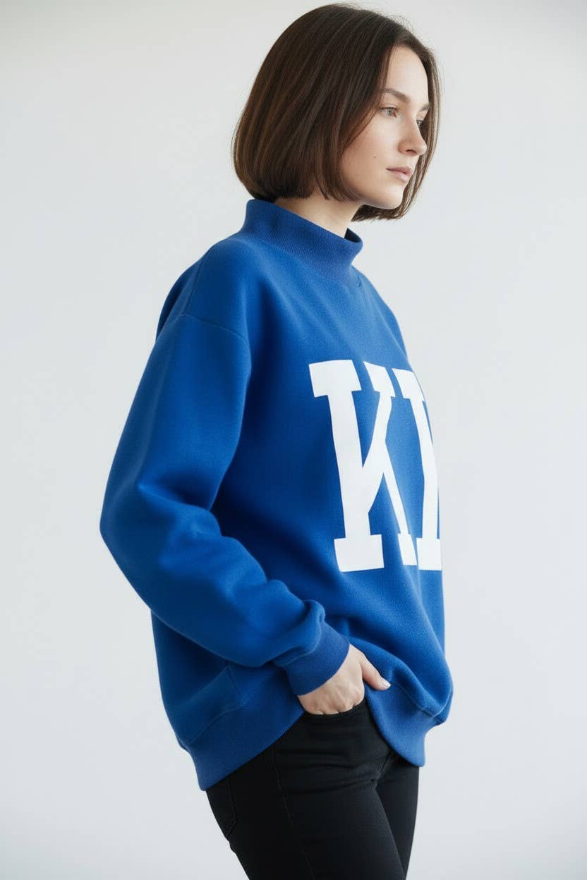 Blue Kentucky Reversible Mockneck in Soft cozy fleece