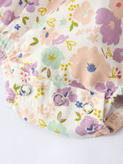 Purple Floral Print Baby Girl Romper