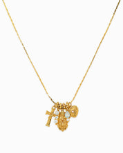 Gold Cross Heart Charm Necklace