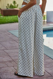 White Linen Polka Dot Pants