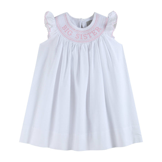 White Big Sister Smocked Bishop Girls