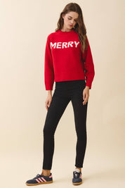 Merry Crew Neck Holiday Knit Sweater