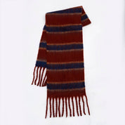 Red Retro Stripe Fleece Scarf showing color: red