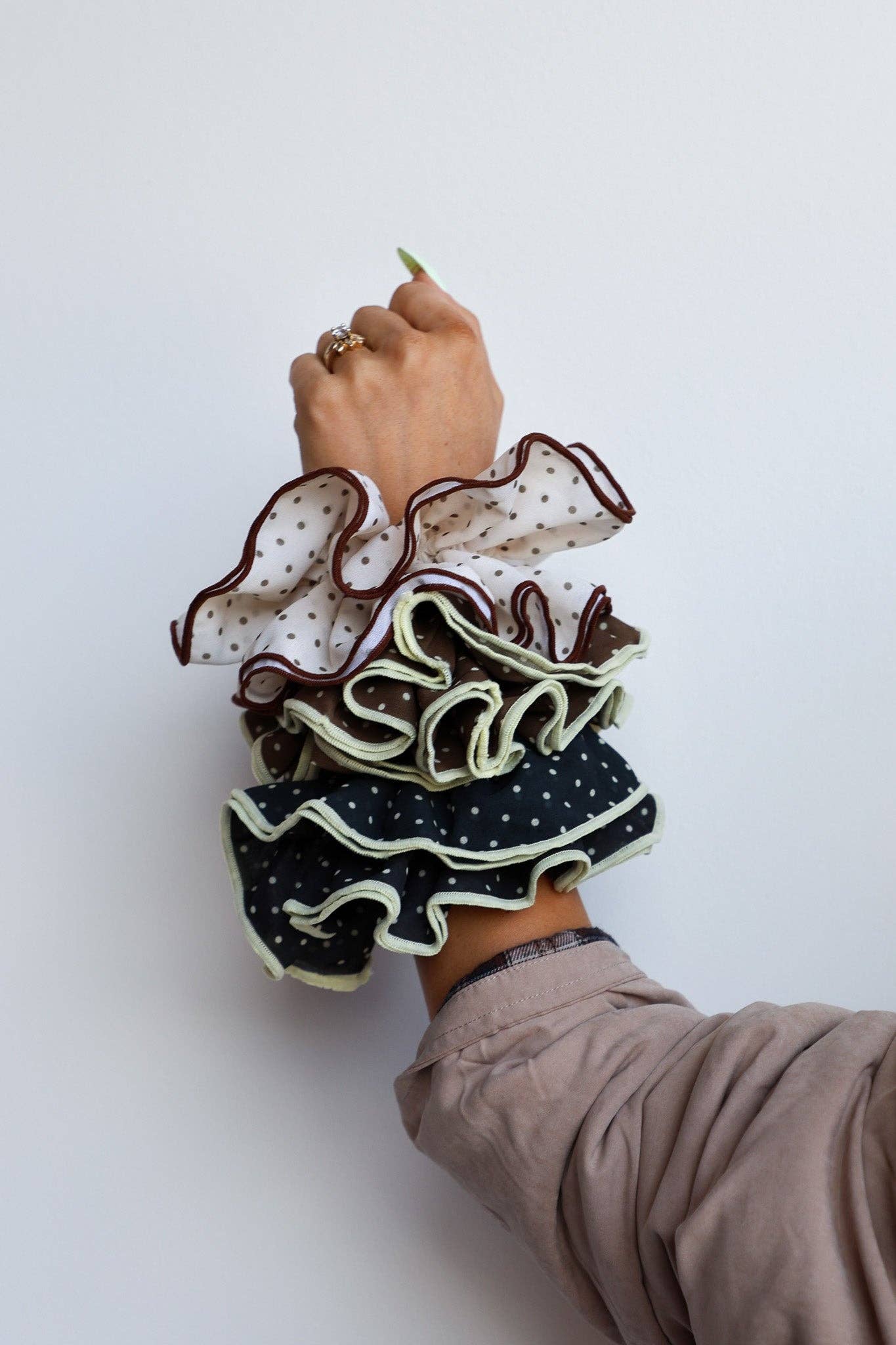 Black & Cream Polka Dot Corset Scrunchie