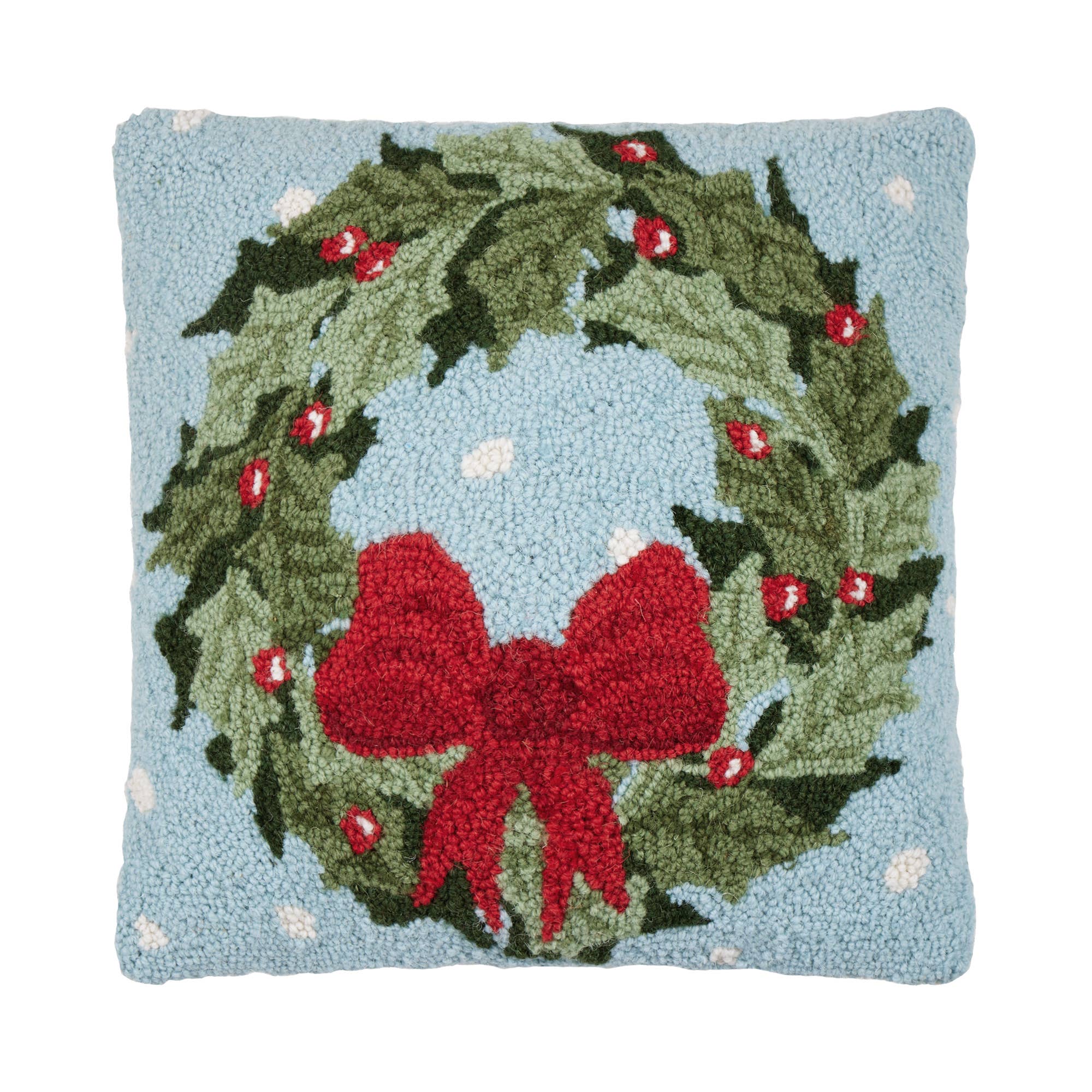 Holly Wreath Hook Pillow