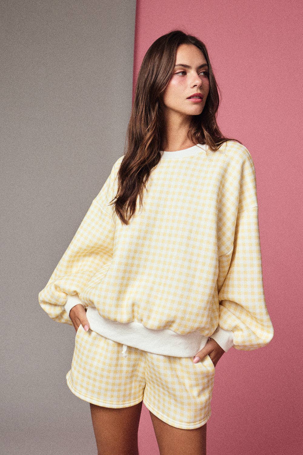 Yellow Gingham Lounge Set