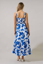 Blue Floral Lindsy Smocked Maxi Dress