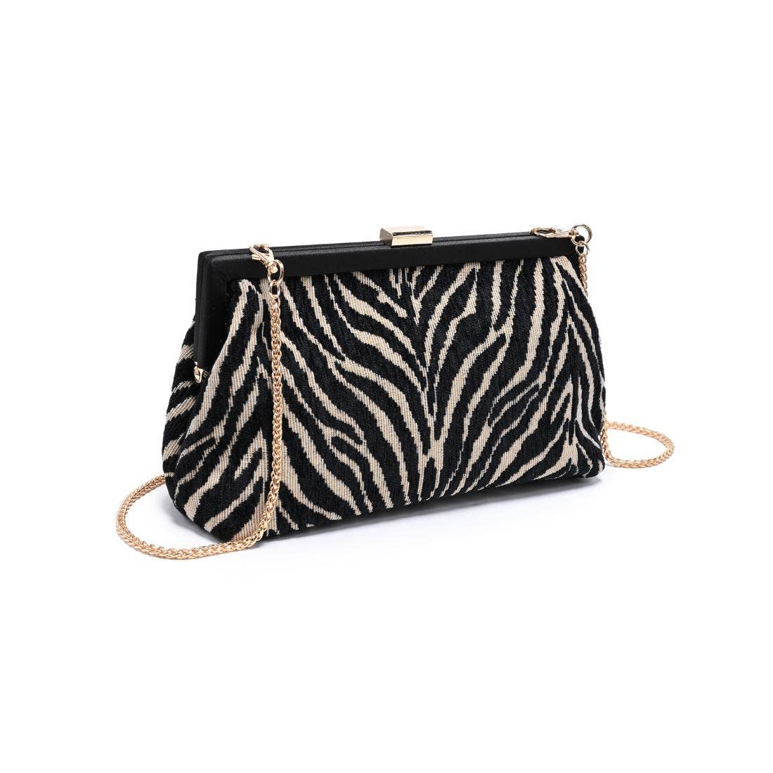 Black Zebra Frame Evening Bag