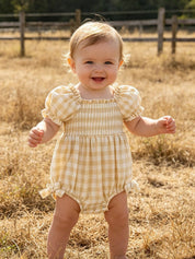 Yellow Plaid Girl Romper