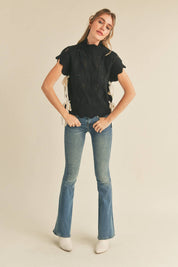 Black Mock Neck Cropped Sweater Vest