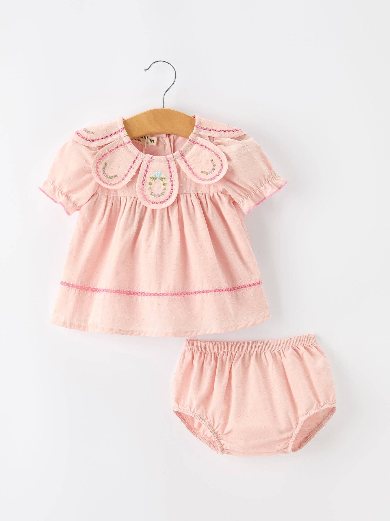 Pink Peter Pan Embroidered Bloomer Set