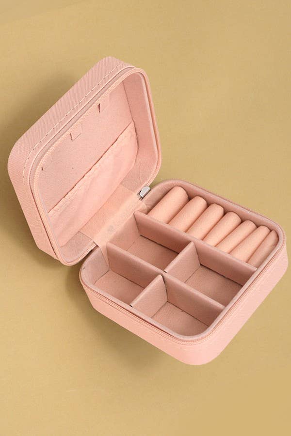 Light Pink Jewelry Organizer Travel Case