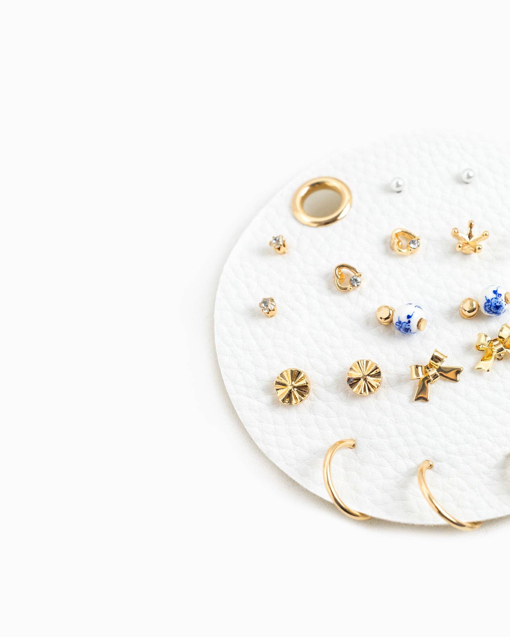 Ceramic Bead and Bow Earrings Set of 10