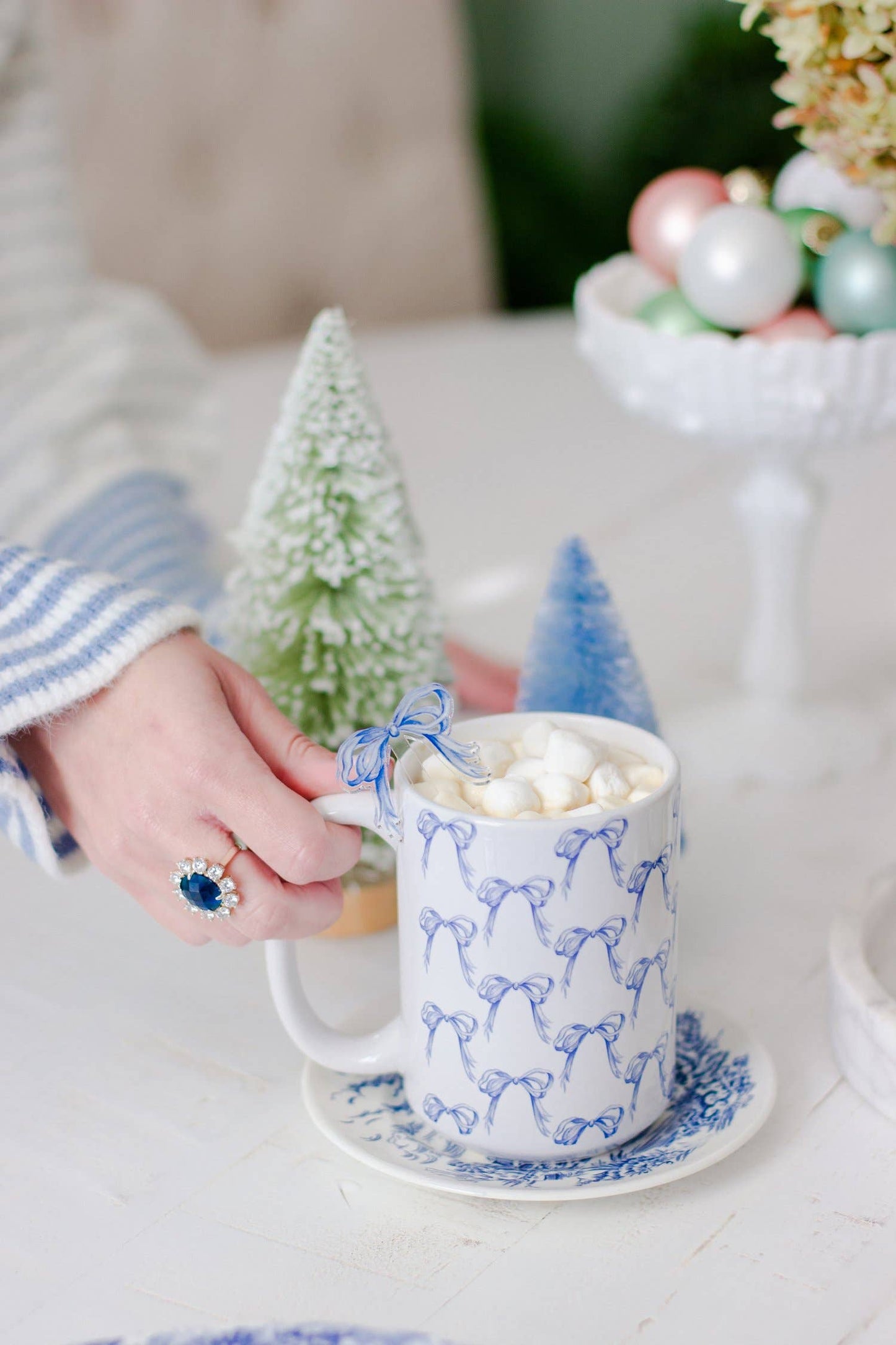 Blue & White Bow Mug