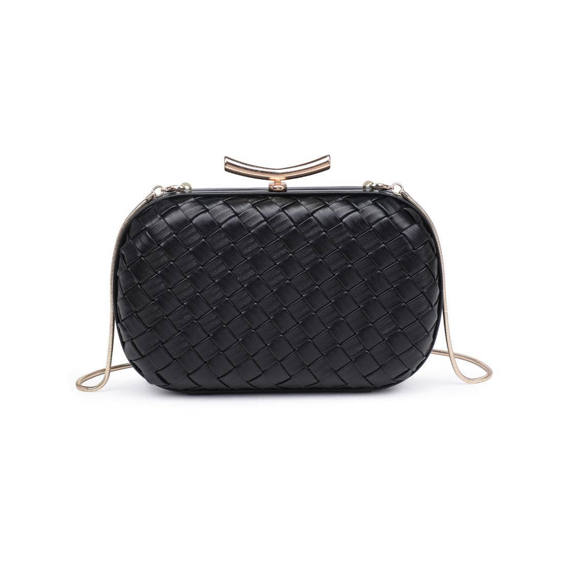Black Woven Twist Clasp Evening Bag