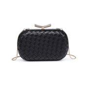 Black Woven Twist Clasp Evening Bag