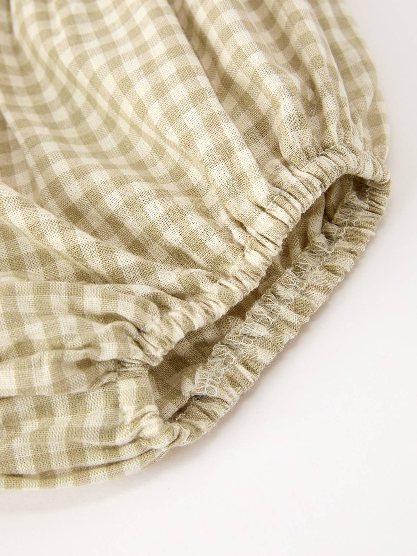 Gingham Baby Romper with Long Sleeve Puff Design — view 14