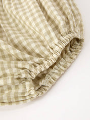 Gingham Baby Romper with Long Sleeve Puff Design — view 14