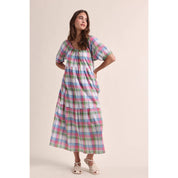 Multi Color Plaid Midi Dress