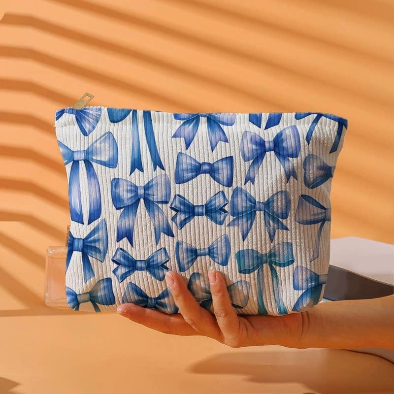 Blue Bow Makeup Bag
