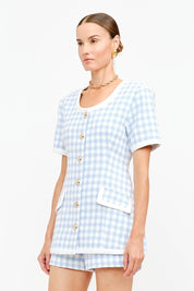 Blue Checkered Cindy Top