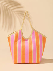 Pink & Orange Striped Tote
