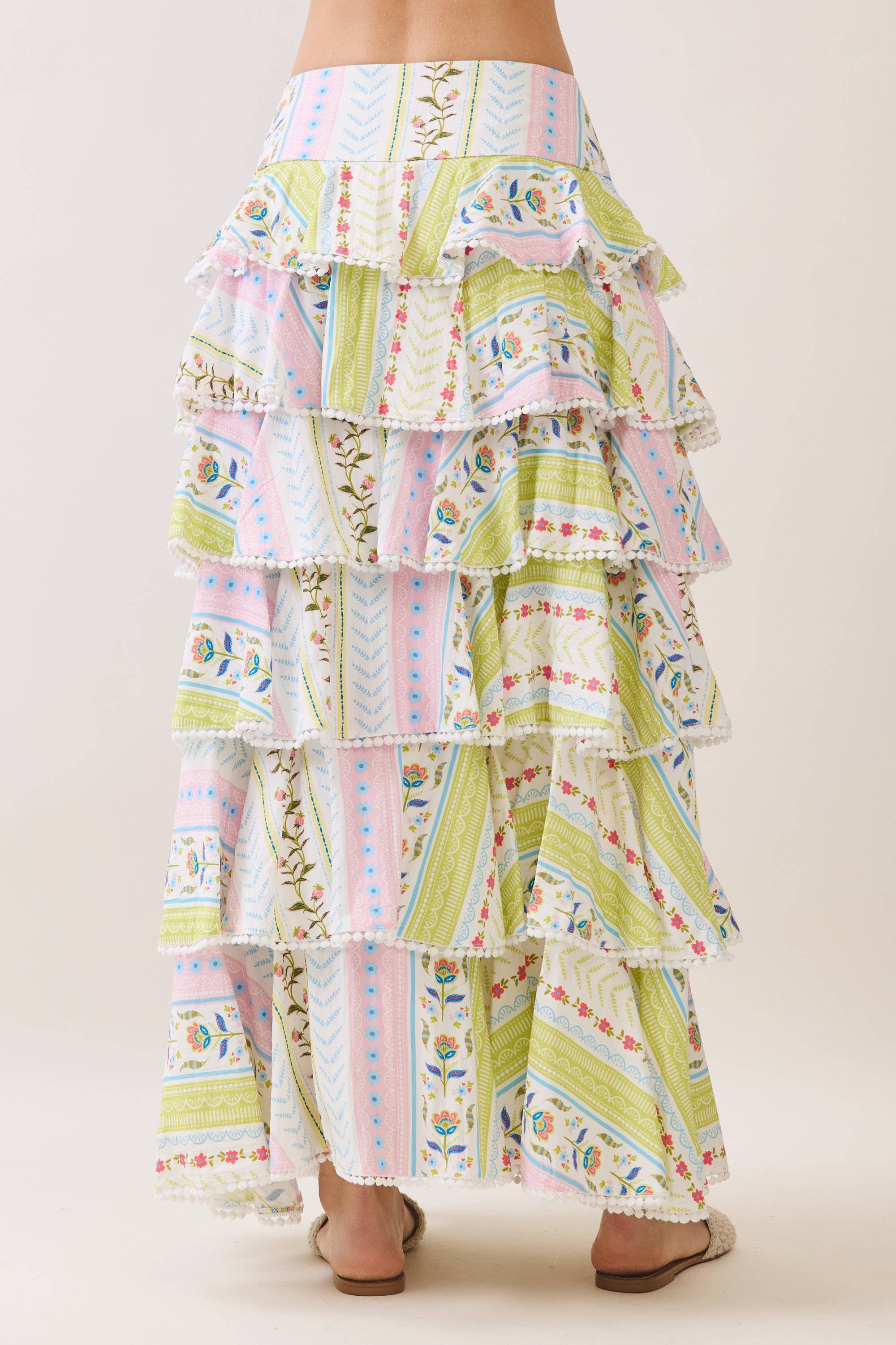 Floral Print Tiered Ruffle Maxi Top & Skirt Set